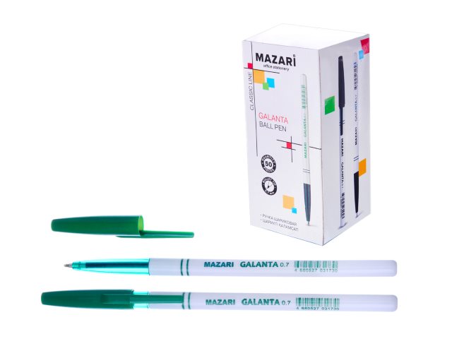 Ручка шариковая MAZARI "GALANTA" 0.7мм. пластик, маслян. основа, зеленая (M-5900-73)