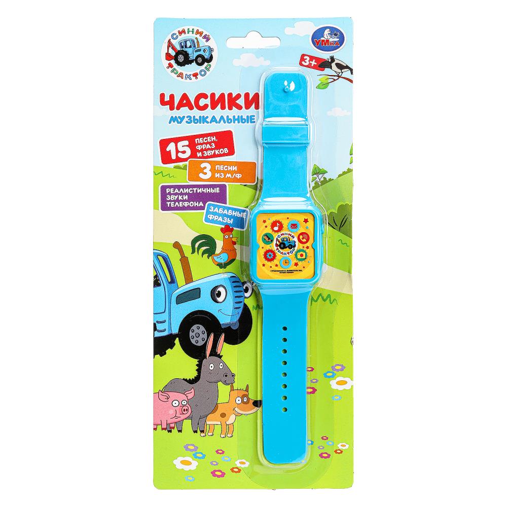 Музыкальные часы 15 песен, фраз и звуков СИНИЙ ТРАКТОР на блист Умка в кор.180шт