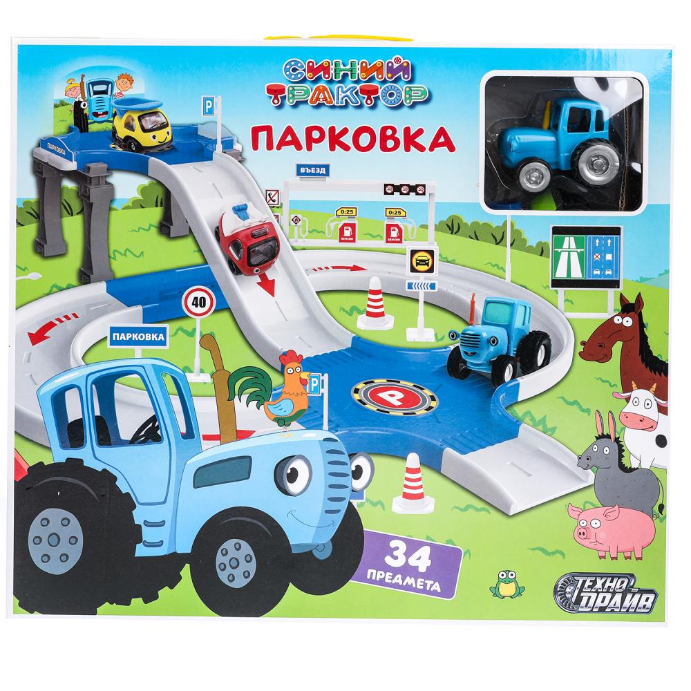 Парковка 1 ТРАКТОР, СИНИЙ ТРАКТОР, кор.39*35*7см ТЕХНОДРАЙВ в кор.24шт