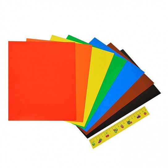 Набор цветного картона А4 КАЛЯКА-МАЛЯКА, 2х стор., 7 цв., 7 л., мел., 195х265 мм, мелов. (30) (КЦДКМ