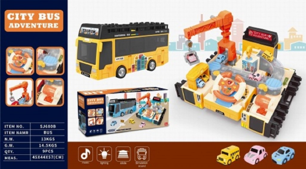 Автобус-парковка №SJ680B с игровым полем/свет,звук/