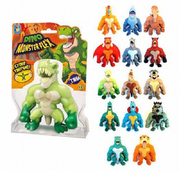 1TOY MONSTER FLEX DINO, тянущиеся фигурки 14см, 14 видов в ассортименте