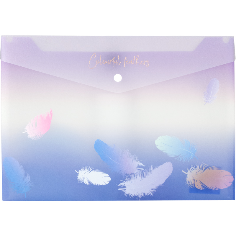 Папка-конверт на кнопке А4 deVENTE "Feathe", 180 мкм, пластиковая,полупрозрачная сиреневая (3051956)