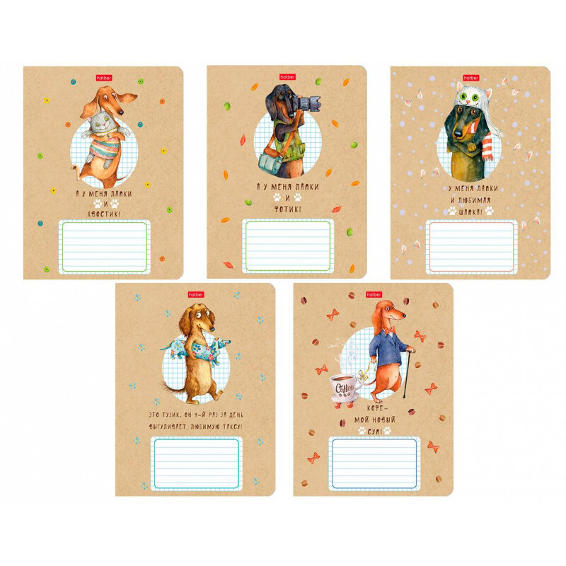 Тетрадь А5 24 л. клетка ХАТБЕР "ТАКСАLIFE",скруг.углы, скоба, 5 диз. (1/10) (24Т5В1) (067735)