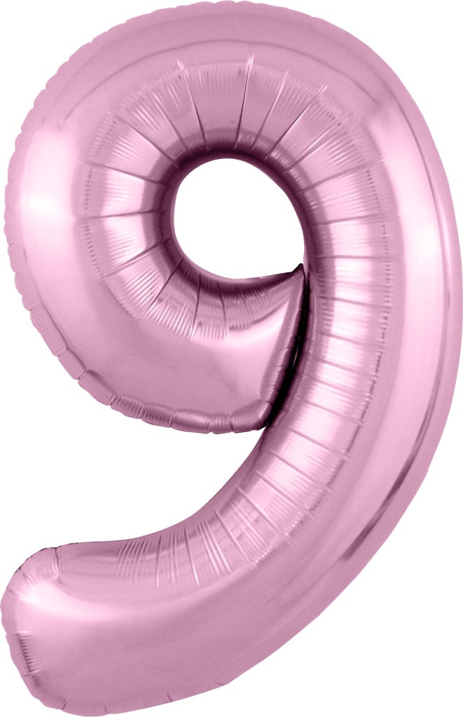 Шар (40''/102 см) Цифра, 9 Slim, Розовый фламинго, 1 шт. в упак.