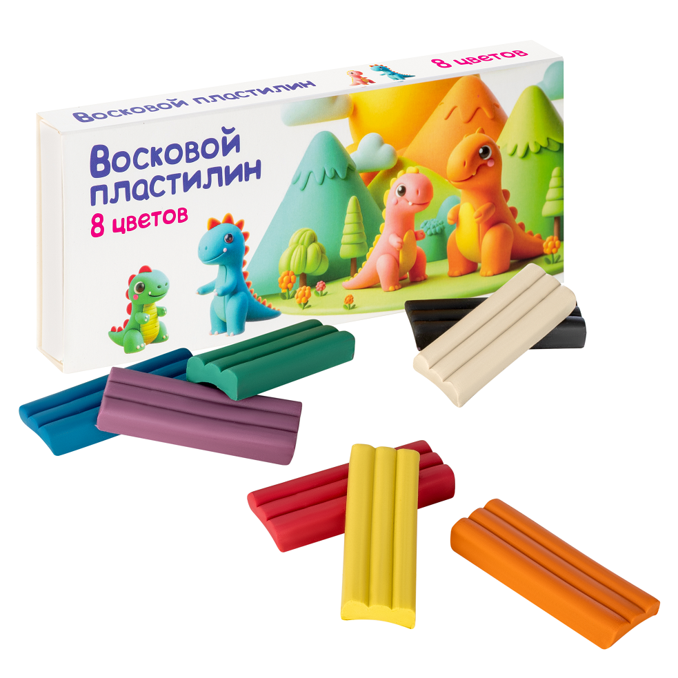 Пластилин для детской лепки "Восковой пластилин 8 цветов"