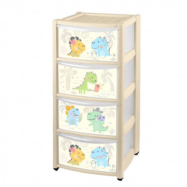 КОМОД ДЕТСКИЙ НА КОЛЕСАХ С ВЫДВИЖНЫМИ ЯЩИКАМИ С АППЛИКАЦИЕЙ 4 ЯЩИКА (Зеленый)