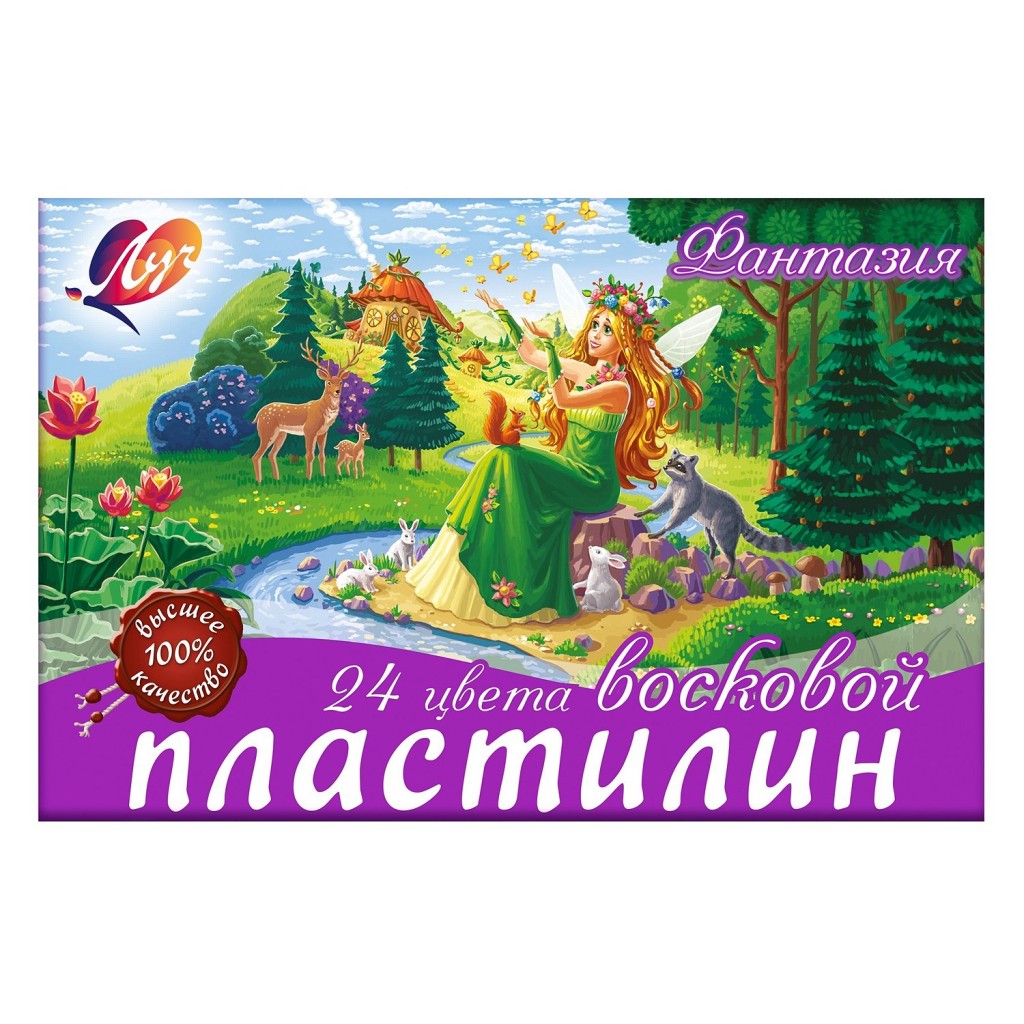 Пластилин 24цв 420гр воск Фантазия Луч к/к 25С 1525-08/9