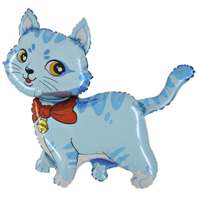 Шар (32''/81 см) Фигура, Любимый котенок, Синий, 1 шт.
