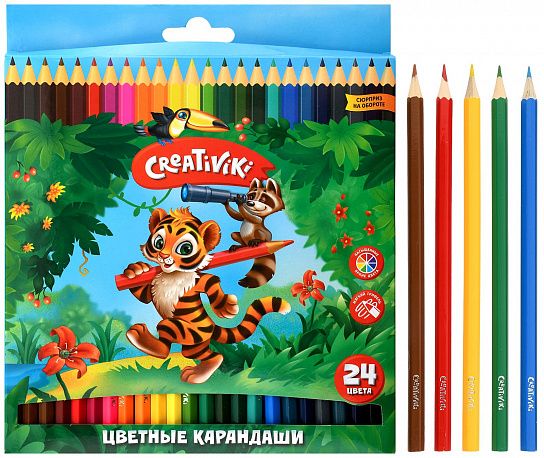 Карандаши цветные CREATIVIKI, 24цв., шестигранные (КЦ24КР) (162105)