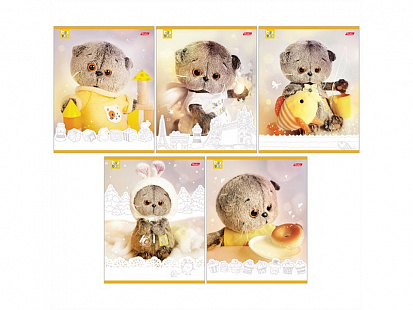 Тетрадь А5 18 л. линия ХАТБЕР "КОТ БАСИК", скоба, 5 диз. в блоке (1/20/200) (12Т5B2 Кот Басик) (0517