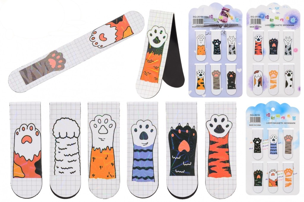 Набор из 6-ти магниных закладок Лапки