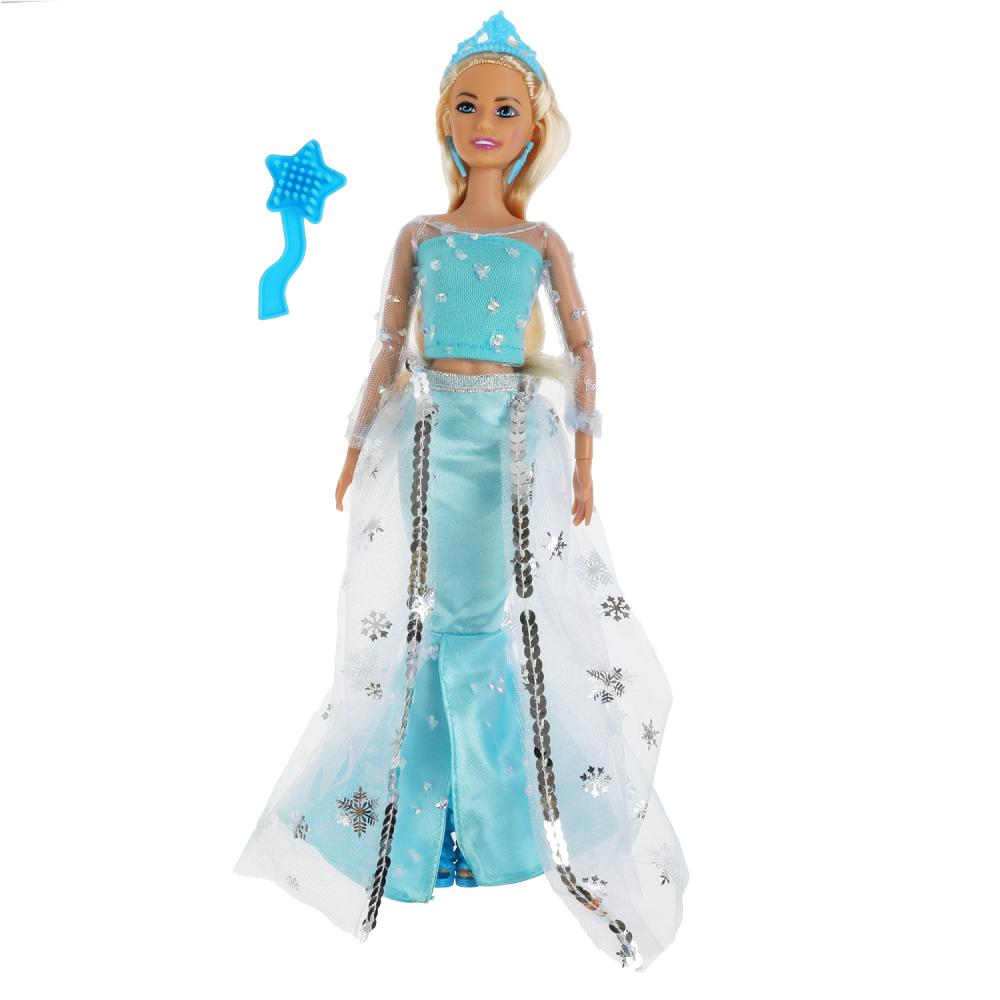 Кукла 29 см София снежная принцесса в голубом платье, расческа в комплекте КАРАПУЗ в кор.24шт