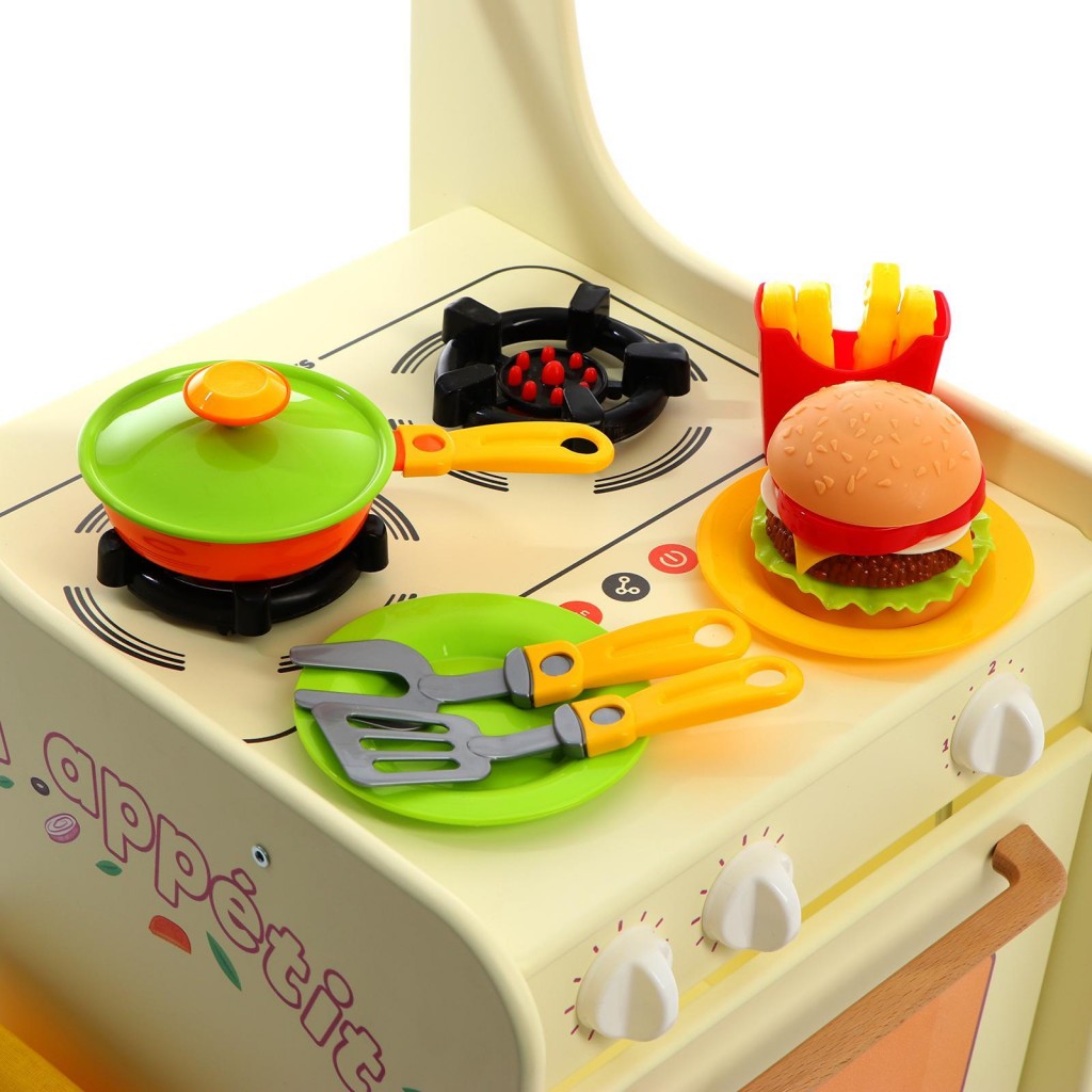 Кухня детская. Игровая тележка-каталка с набором посуды Гриль Мастер жёлтая (2 шт)