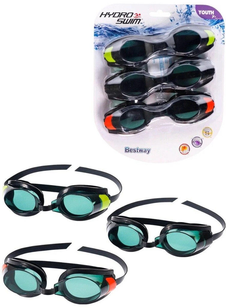 Очки для плавания "Focus" от 7 лет (3 цвета в наборе)(12шт) №21096
