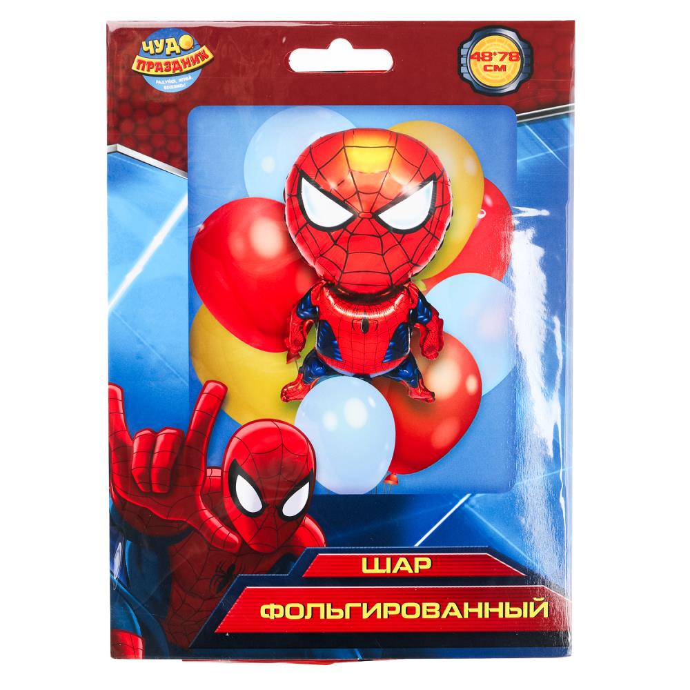 Шар фольгированная фигура человек паук 48*78 см ЧУДО ПРАЗДНИК в кор.300шт