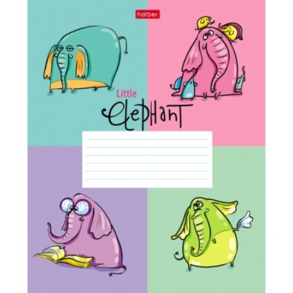Тетрадь А5 24 л. клетка ХАТБЕР "LITTLE ELEPHANT" скоба. круг.углы, 5 диз (24Т5В1) (073417)
