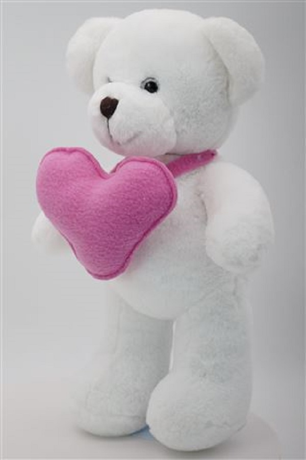 Мягкая игрушка Медведица Сильва с розовым флисовым сердцем , 33 см, 0913333S-33