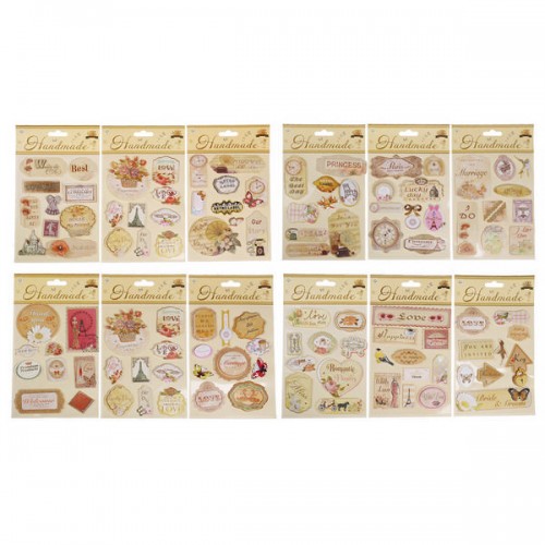 Наклейки декоративные MAZARI 3D, 14,5 х 25 см, 12 дизайнов (M-8679)