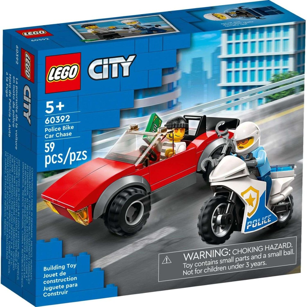 Игрушка  Конструктор LEGO City Преследование автомобиля на полицейском мотоцикле 60392