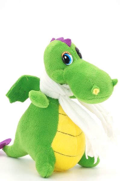 Мягкая игрушка Дракон Меркурий младший, 15/18 см, в белом малом шарфе, 042015-83