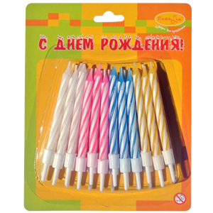 Свечи мини 2-х цветные 24 шт. с держателями 6 см