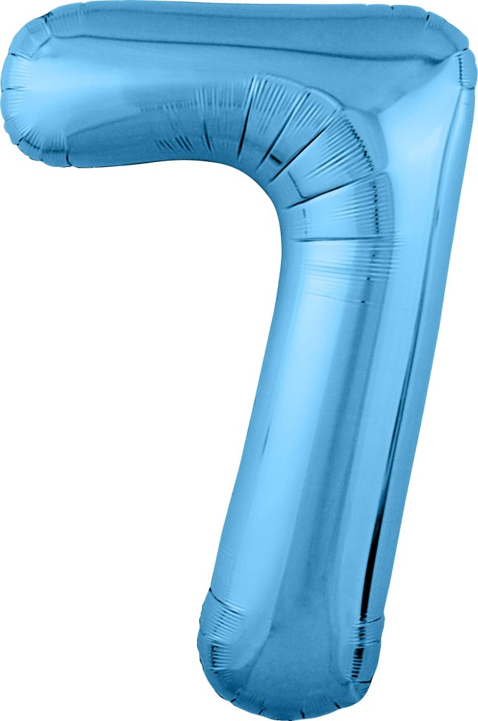 Шар (40''/102 см) Цифра, 7 Slim, Голубой, 1 шт. в упак.