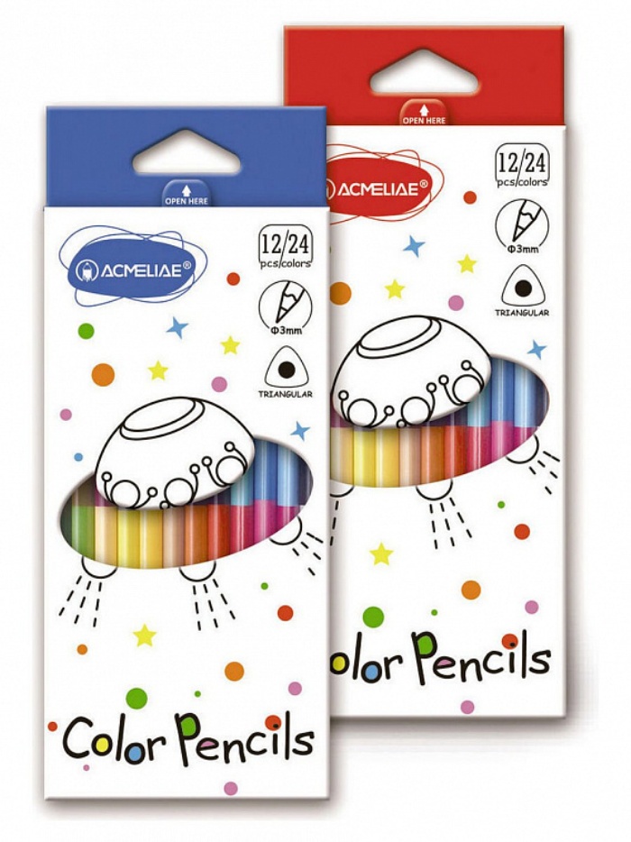 Набор цветных карандашей ACMELIAE двусторонние 12шт/24цв. в катронном футляре (С12-24)