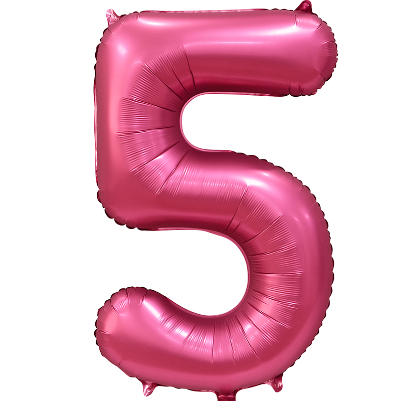 Шар (34''/86 см) Цифра, 5, Бордовый, Сатин, в упаковке 1 шт.