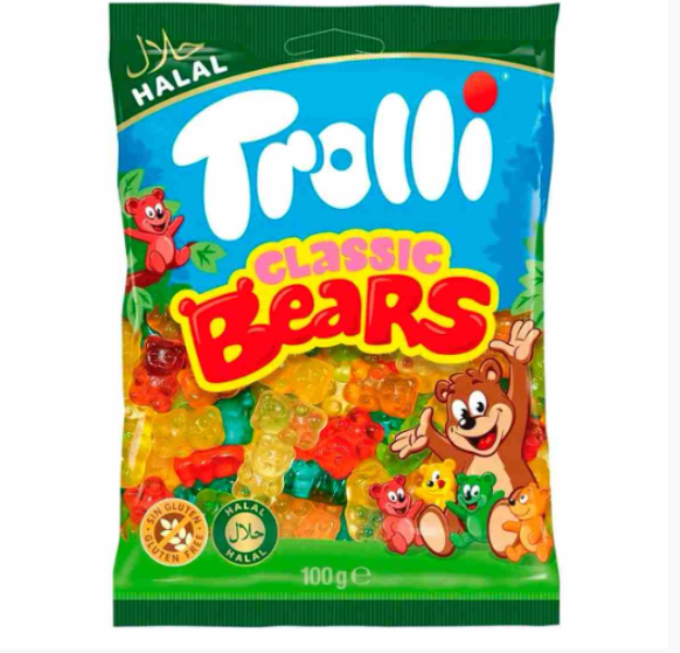 Жевательный мармелад Trolli Halal Classic Bears, классические мишки, 100 г