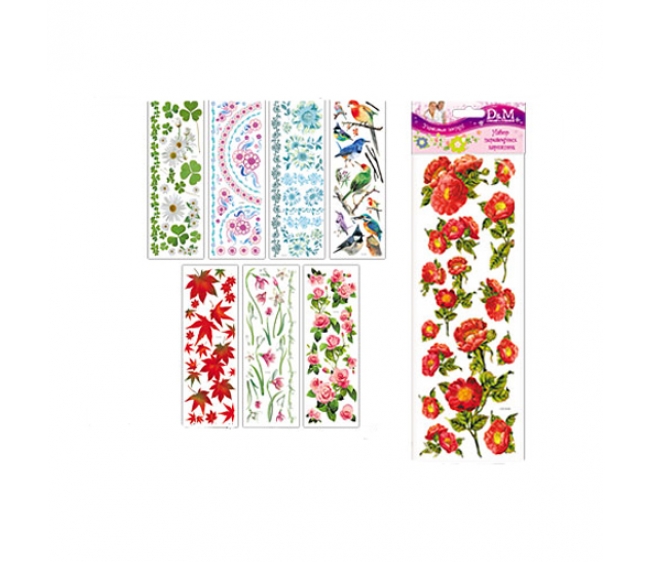 Наклейки переводные "Цветы и птицы" 35,5*11 см
