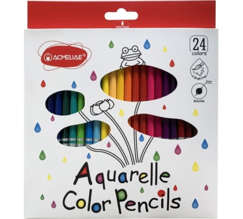 Набор акварельных цветных карандашей ACMELIAE 24цв.+кисточка, (9401-24)