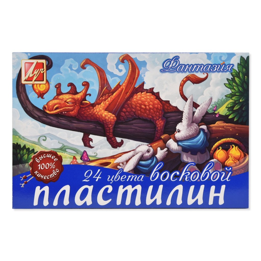 Пластилин 24цв 420гр воск Фантазия Луч к/к 25С 1525-08/9