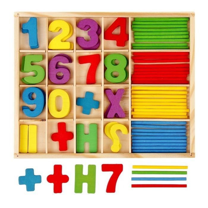 Развивающая игра с палочками и цифрами для счёта в коробке