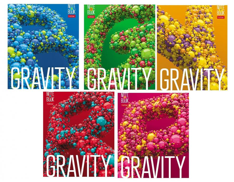 Тетрадь А5 96 л. клетка ХАТБЕР "GRAVITY" 65г/кв.м, скоба выб лак (96Т5вмВ1) (075388)
