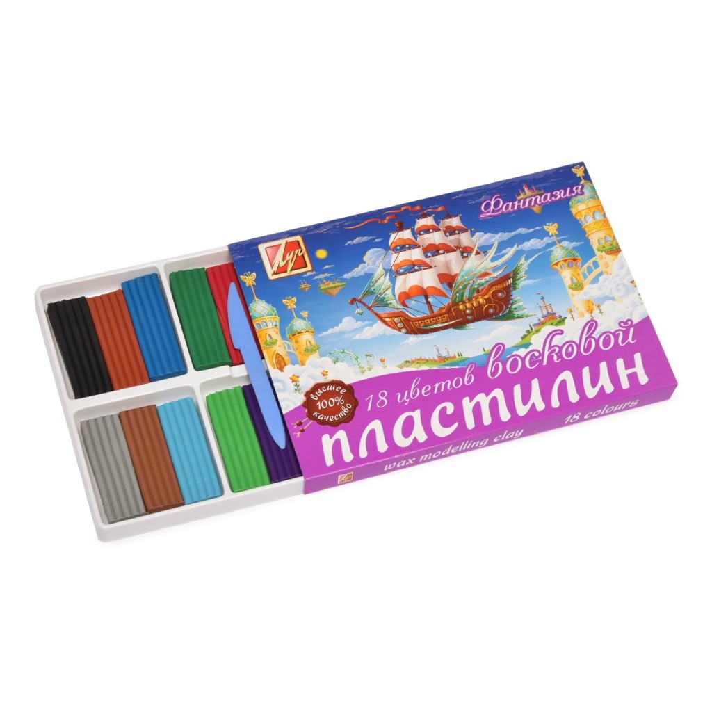 Пластилин 18цв 315гр воск Фантазия Луч к/к 25С 1524-08/14