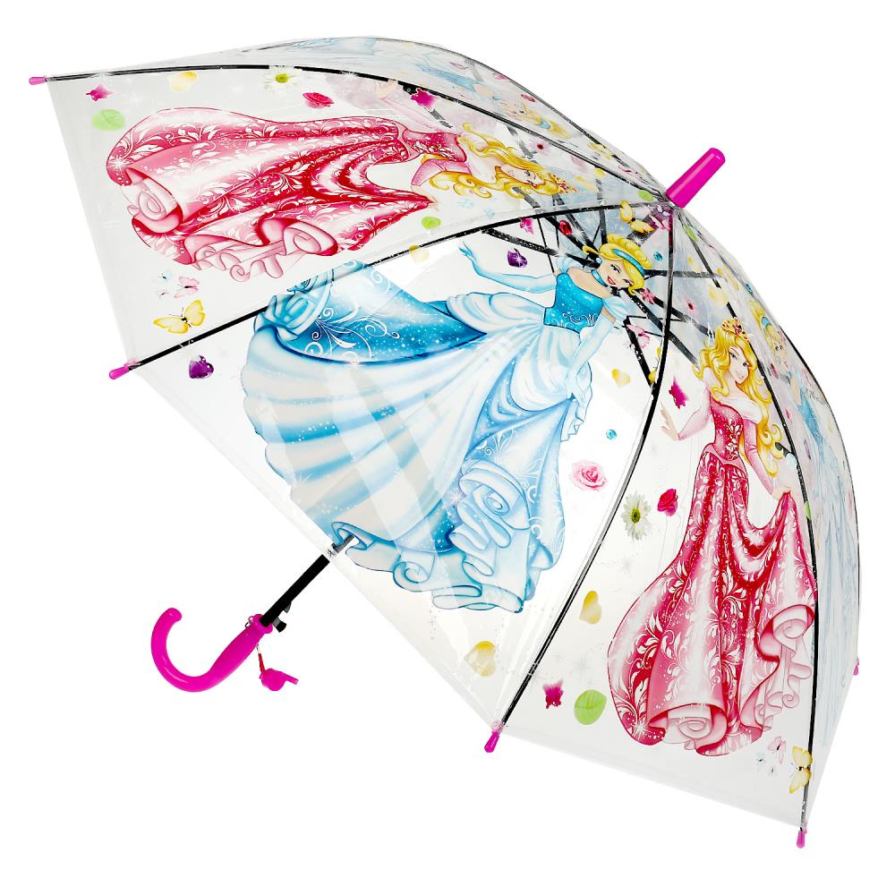 Зонт детский принцессы r-50см, прозрачный, полуавтомат ИГРАЕМ ВМЕСТЕ в кор.5*12шт