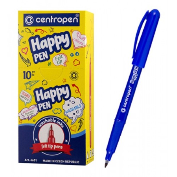 Линер CENTROPEN "Happy Pen" 0,7мм, синий (10/200) (4601/1 син.)