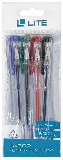 Набор гелевых ручек LITE, 0,5мм., 4цв. (GPBL-4) (164039)