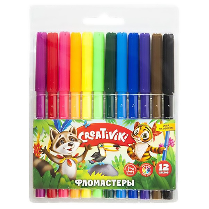 Фломастеры Creativiki 12 цв.,блист.упак.кругл.корп. (12/240) (ФЛВ12КР) (162099)