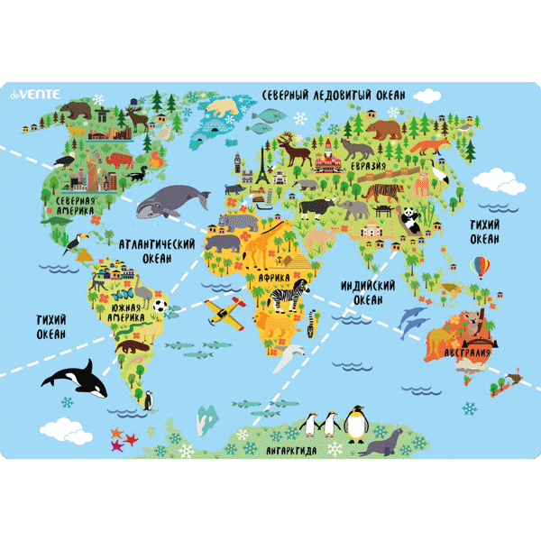 Покрытие настольное для лепки deVENTE "КАРТА", 600мкм, 33*23 см,пласт.,с рисунком (8061906)