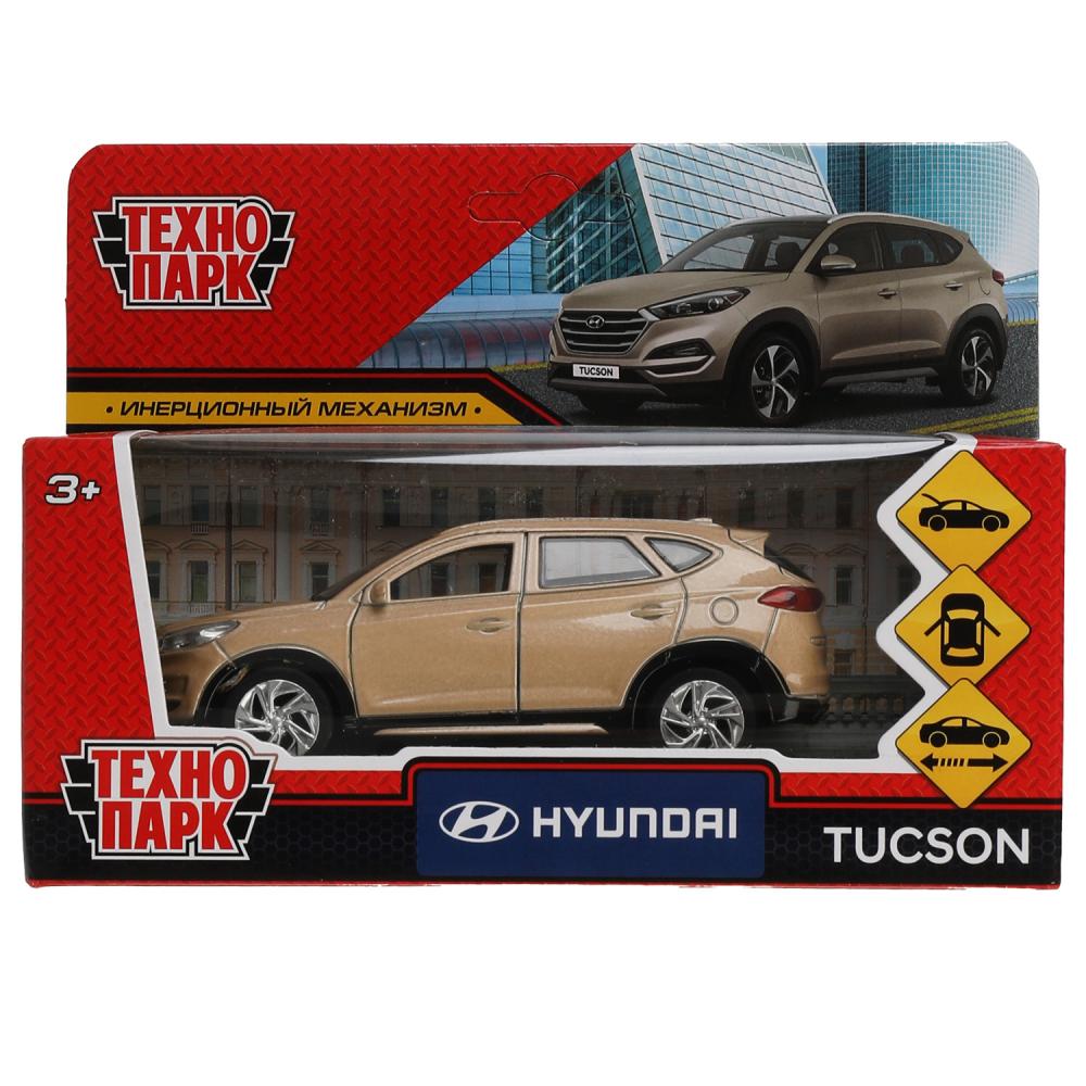 Машина металл HYUNDAI TUCSON длина 12 см, двери, багаж., инер, бежевый, кор. Технопарк в кор.2*36шт
