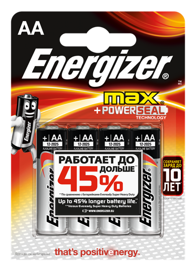 Элемент питания Energizer Max+Power Seal LR03 BL4 (цена за 4 шт.) ААА