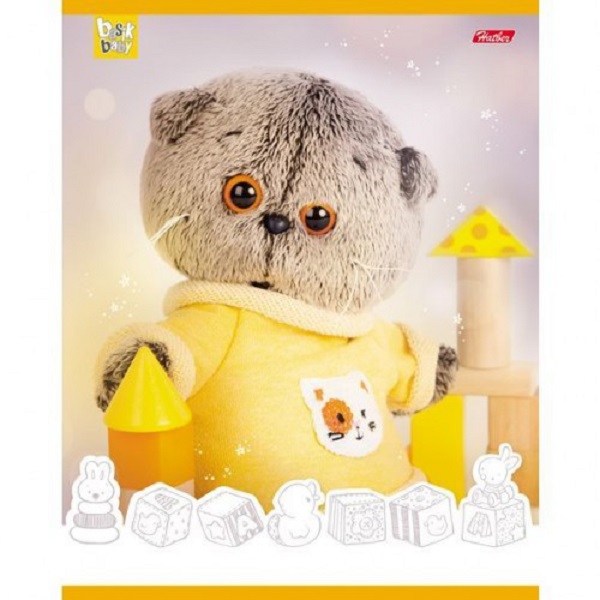 Тетрадь А5 18 л. линия ХАТБЕР "КОТ БАСИК", скоба, 5 диз. в блоке (1/20/200) (12Т5B2 Кот Басик) (0517