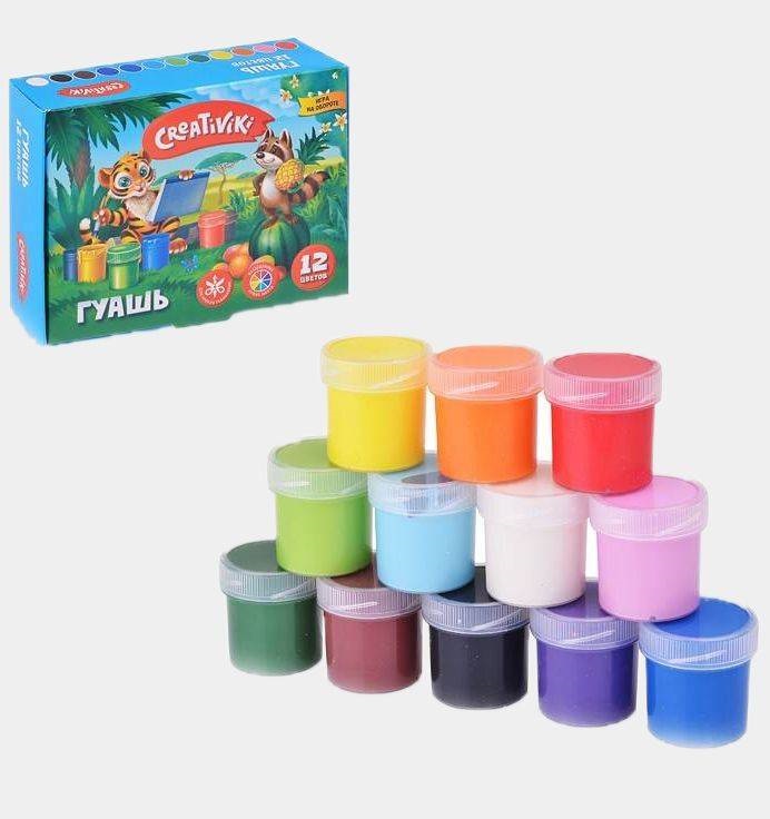 Краски Гуашь CREATIVIKI, 12цв., 20мл (КГ1220КР) (170568)