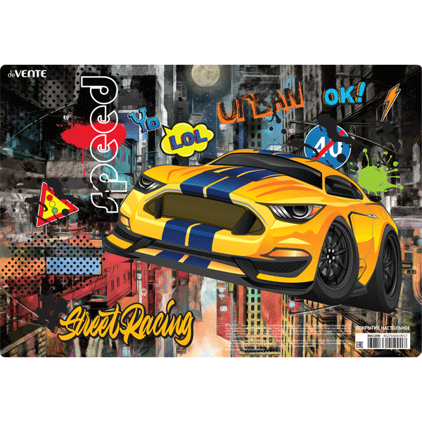 Покрытие настольное для лепки deVENTE "STREET RACING" 600мкм, 33*23 см,пласт.,с рисунком (8061118)