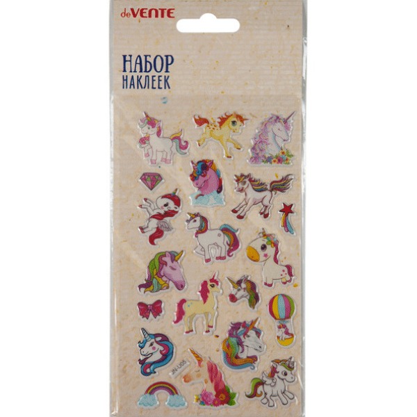Наклейки объемные с блеском deVENTE "UNICORNS", 16*9 см (8002127)