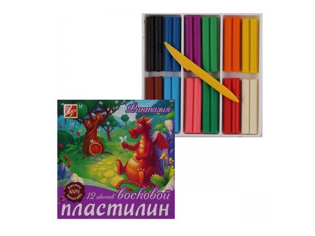 Пластилин 12 цветов 210г восковой Фантазия Луч 25С 1523-08\20 к/к