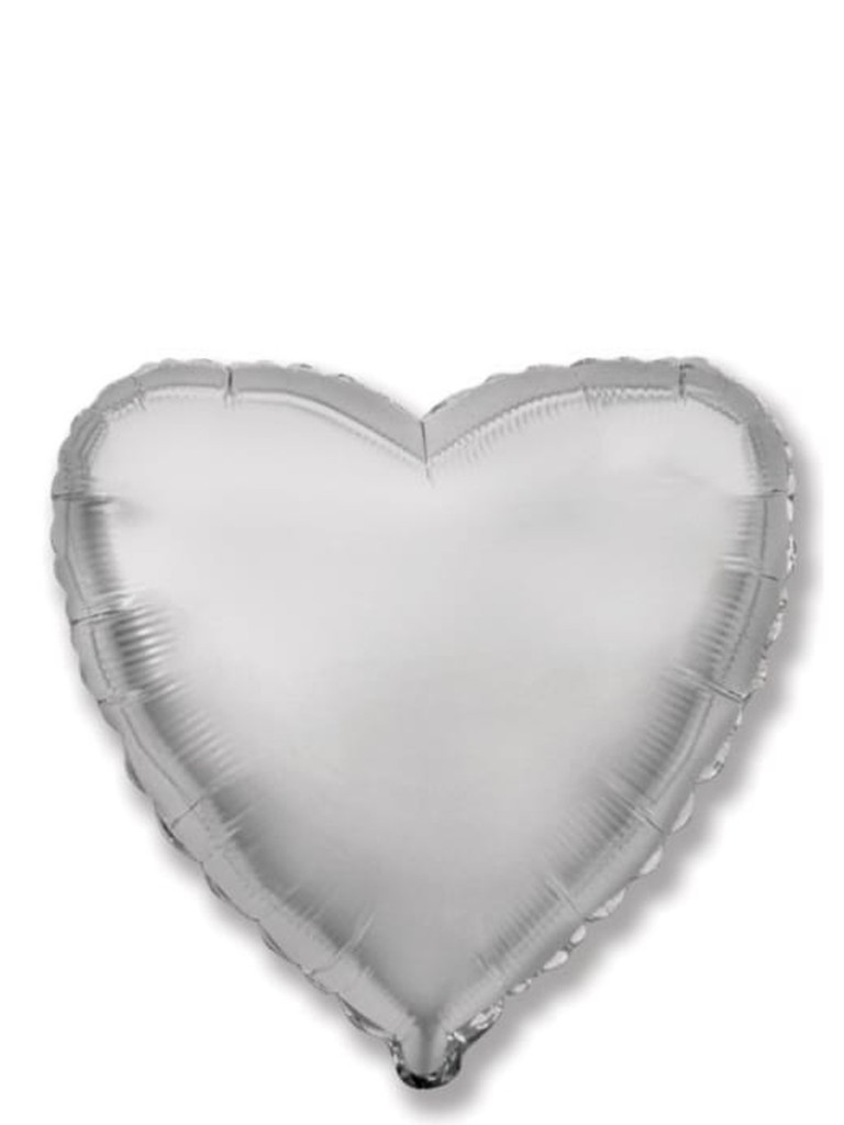 Шар (18''/46 см) Сердце, Серебро, 1 шт.