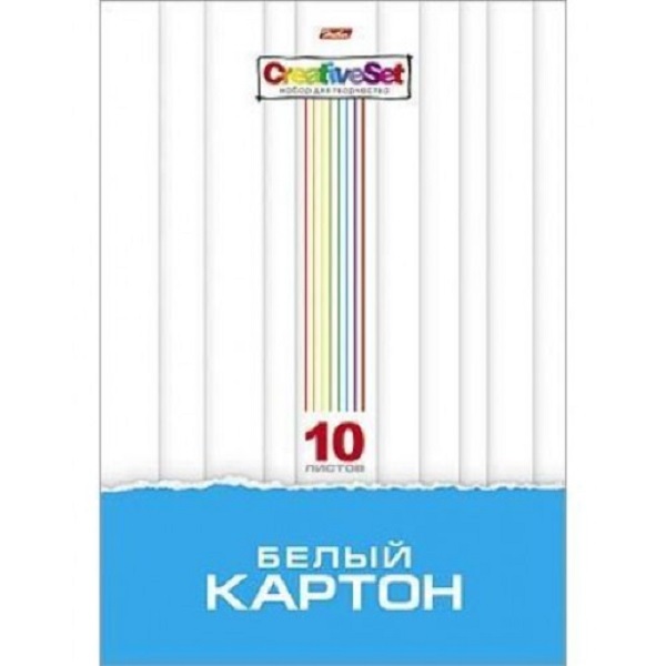 Набор белого картона А4 ХАТБЕР "CREATIVE SET", 10л. (1/20) (10Кб4_05806) (008887)